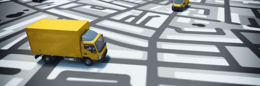 Imagen de mapa de calles con camiones